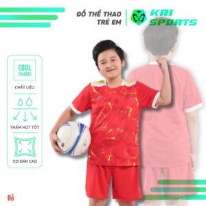 [KAI Sports] Áo Bóng Đá Cho Bé Kaiwin Justice Kids Mềm Mịn Thoáng Khí - Màu Đỏ [HỖ TRỢ IN ẤN]