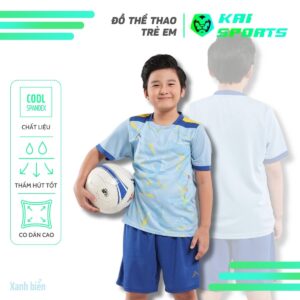 [KAI Sports] Áo Bóng Đá Cho Bé Kaiwin Justice Kids Mềm Mịn Thoáng Khí - Màu Xanh Biển [HỖ TRỢ IN ẤN]